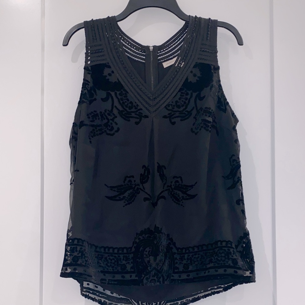 Anthropologie/Meadow Rue Black Sleeveless Tank Top NWOT